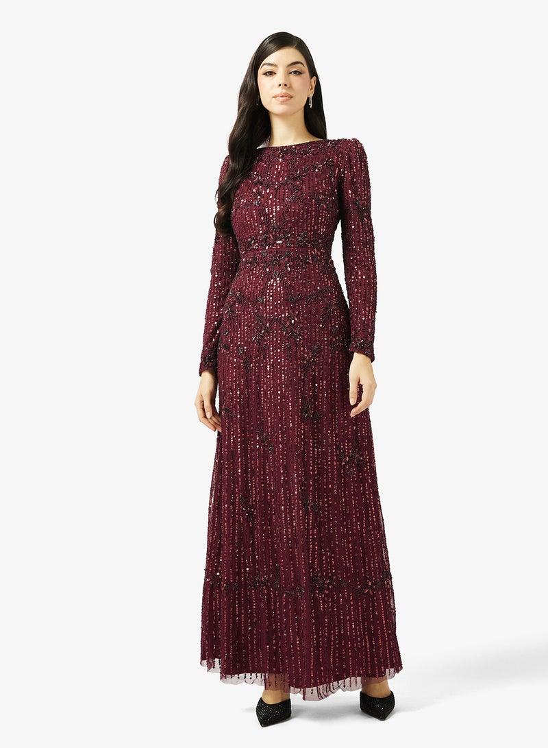 MARYISA Crew Neck Sequin Maxi Dress - Image 1